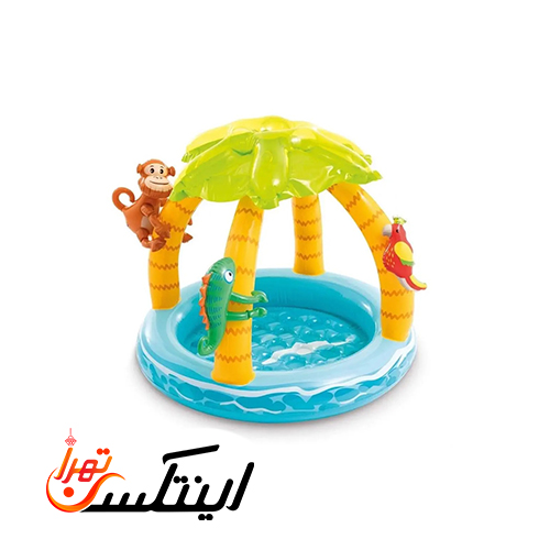 استخر بادی کودک طرح حیوانات با سایبان اینتکس