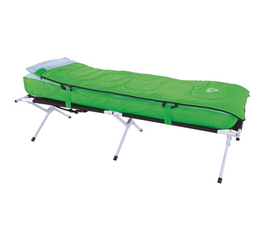 تخت بادی با پایه های فلزی و کیسه خواب